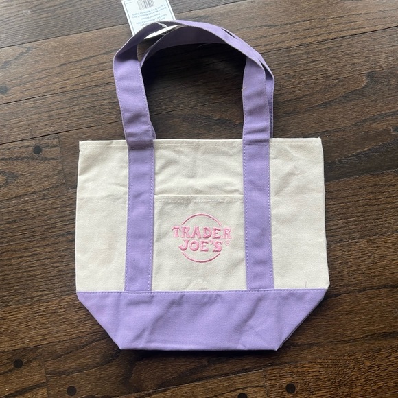 Trader Joe's Purple Mini Canvas Tote Bag NWT - Picture 1 of 1